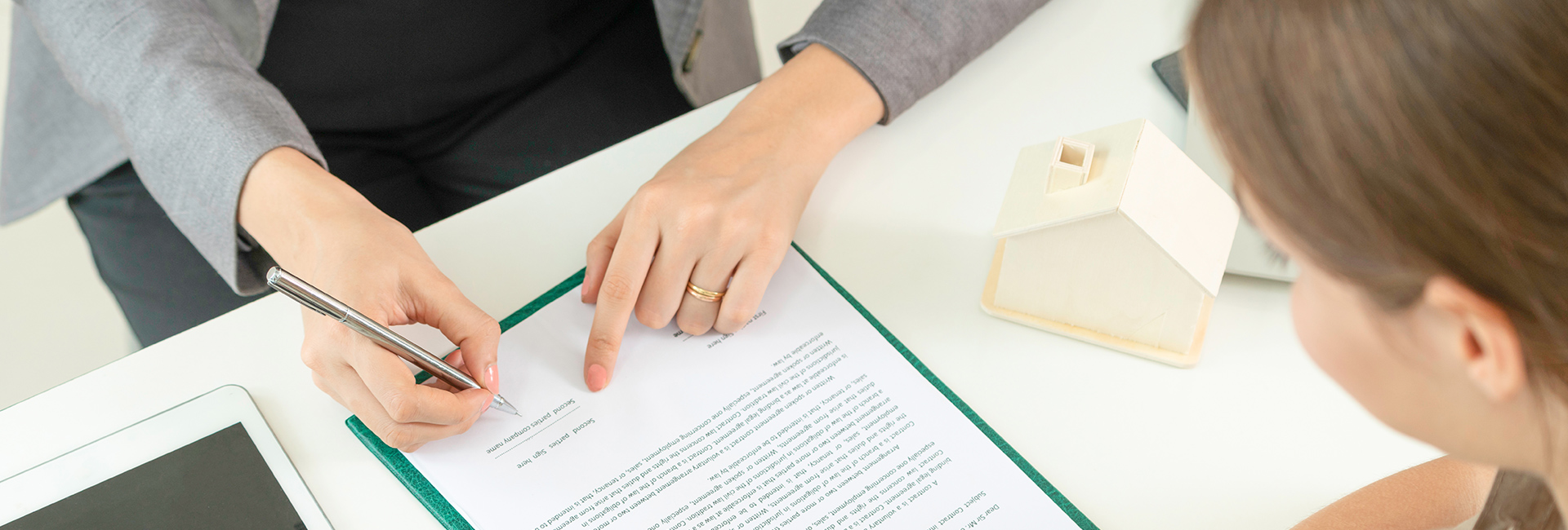 Two women going over a form